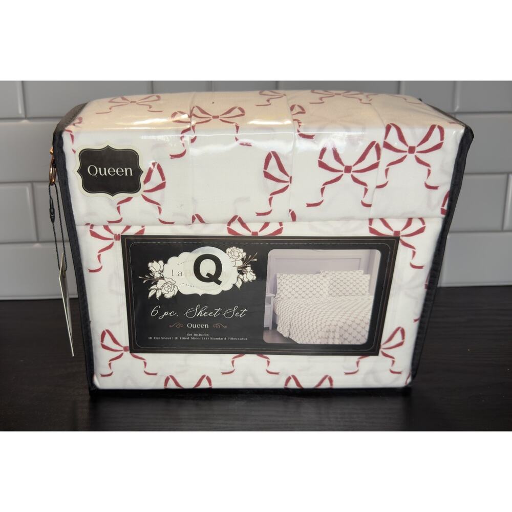 La Belle Fleur Queen Sheet Set — Red & White Bows